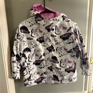 Kids Happy Bunny Jacket - White and Pink 8
